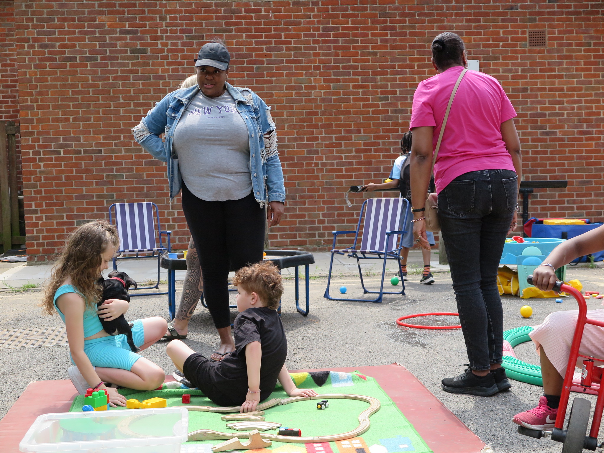 Families participating in the community event