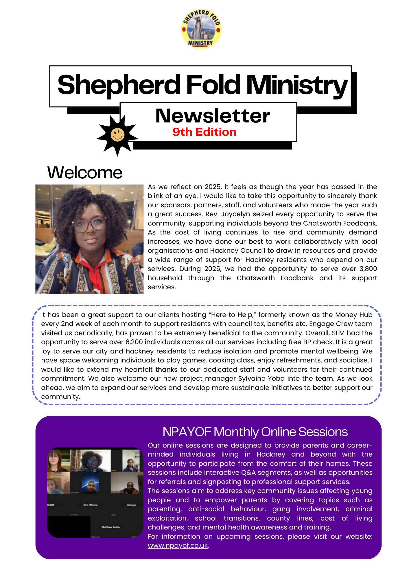 Cover of the NPAYOF newsletter